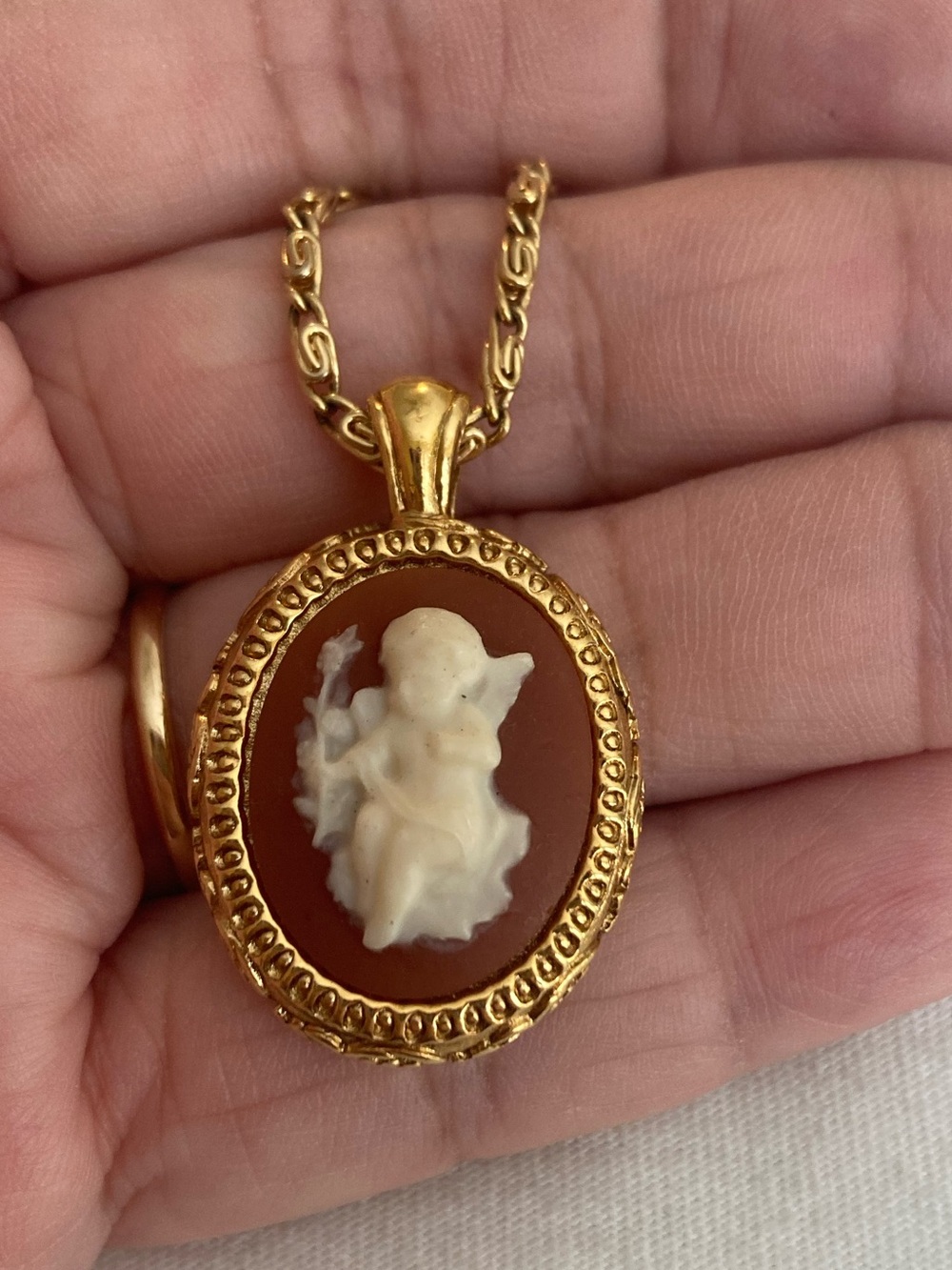 The Vatican Library Collection Angel Cherub Intricate Frame Pendant Necklace